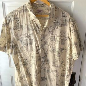 Men’s Wallace & Barnes JCrew Safari Printed Short Sleeve Button Down Sz XXL